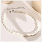 Natural Square Irregular Shell Beaded Chain Necklaces nowadaysfashion