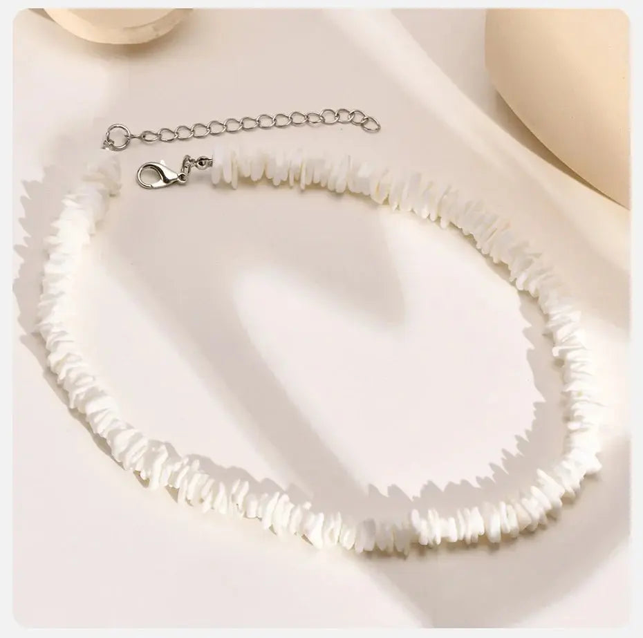 Natural Square Irregular Shell Beaded Chain Necklaces - Blade & Thread