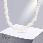 Natural Square Irregular Shell Beaded Chain Necklaces nowadaysfashion