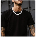 Natural Square Irregular Shell Beaded Chain Necklaces nowadaysfashion