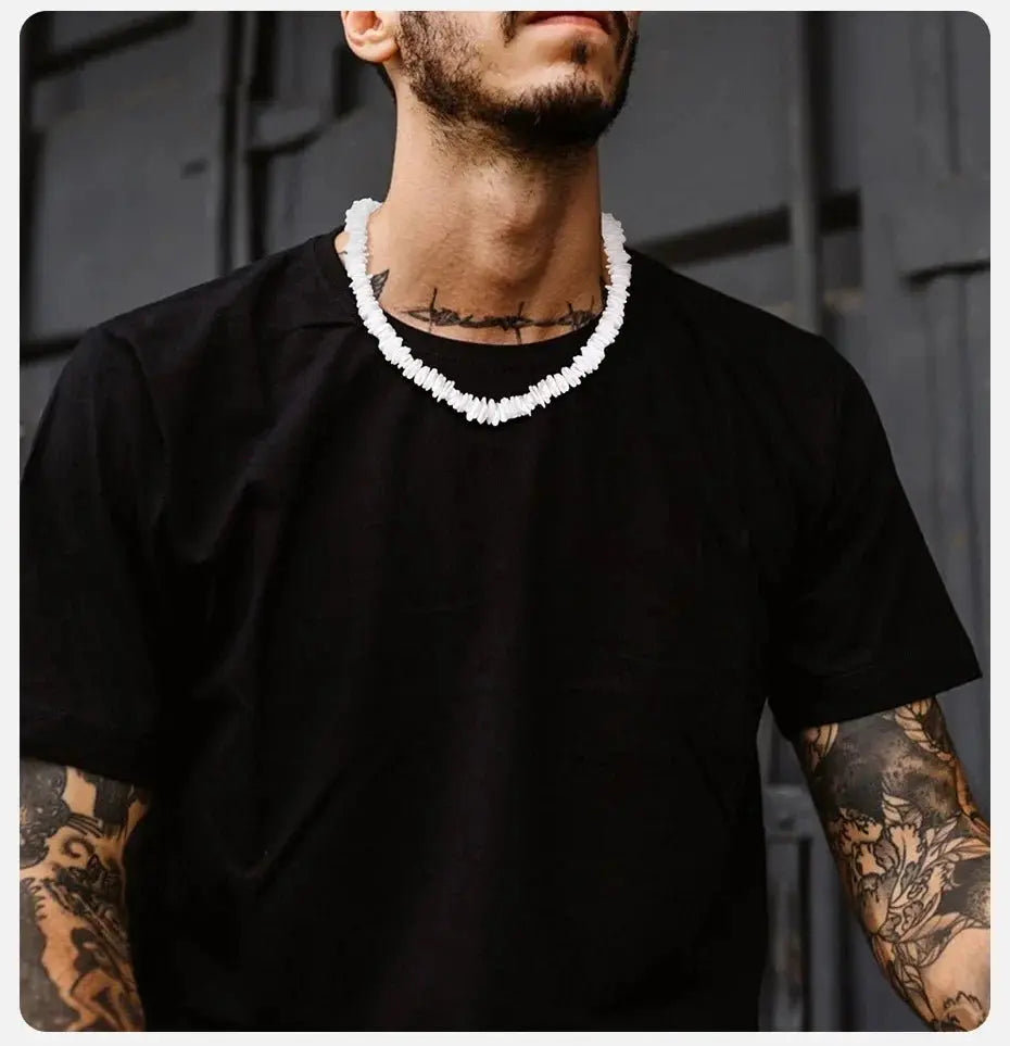Natural Square Irregular Shell Beaded Chain Necklaces - Blade & Thread