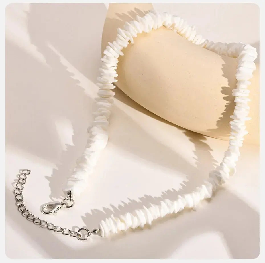 Natural Square Irregular Shell Beaded Chain Necklaces - Blade & Thread