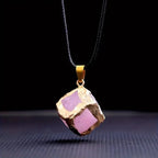 Natural stone mixed color crystal gold edge pendant nowadaysfashion