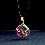 Natural stone mixed color crystal gold edge pendant nowadaysfashion