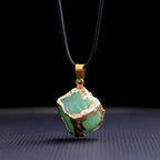 Natural stone mixed color crystal gold edge pendant nowadaysfashion
