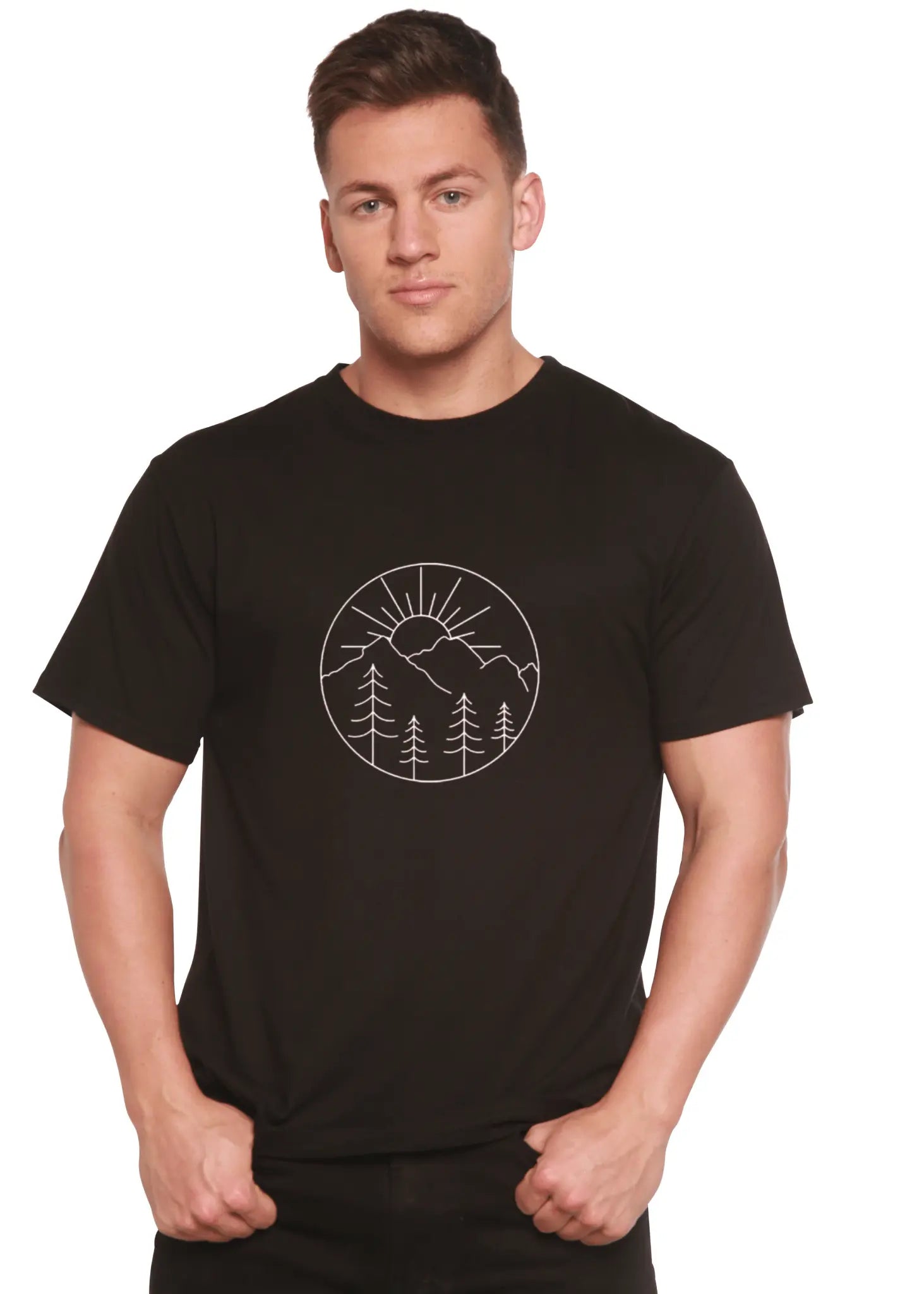 Nature Lover Hike Men's Bamboo Viscose/Organic Cotton Short Sleeve Graphic T-Shirt Spun Bamboo