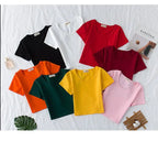 Navel-baring short-sleeved tight-fitting top nowadaysfashion