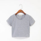 Navel-baring short-sleeved tight-fitting top nowadaysfashion