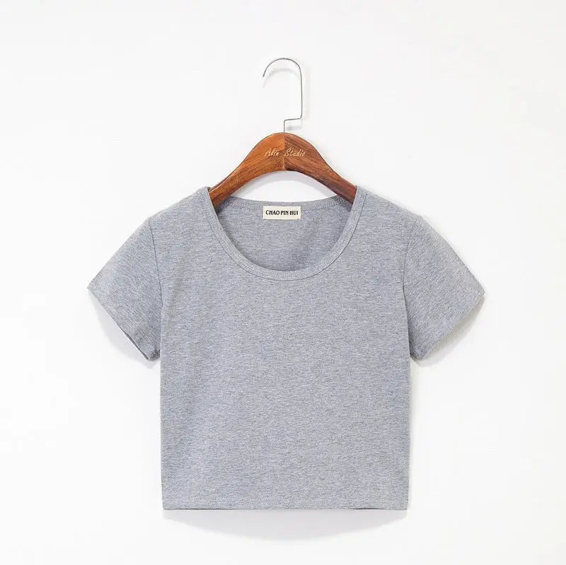 Navel-baring short-sleeved tight-fitting top - Blade & Thread