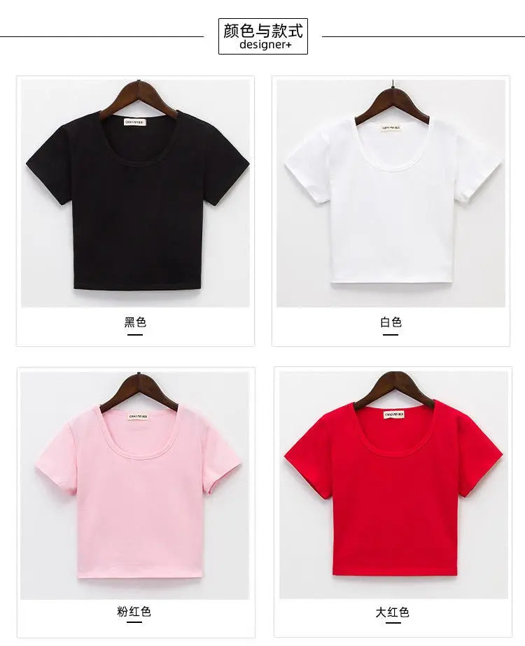 Navel-baring short-sleeved tight-fitting top - Blade & Thread