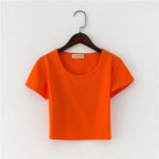 Navel-baring short-sleeved tight-fitting top nowadaysfashion