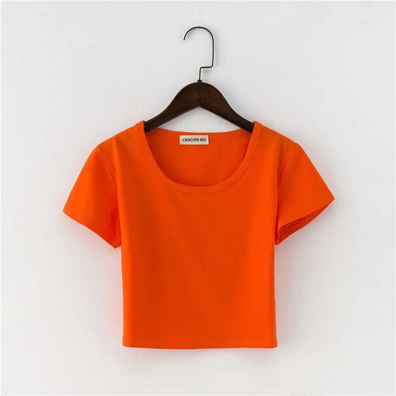 Navel-baring short-sleeved tight-fitting top - Blade & Thread