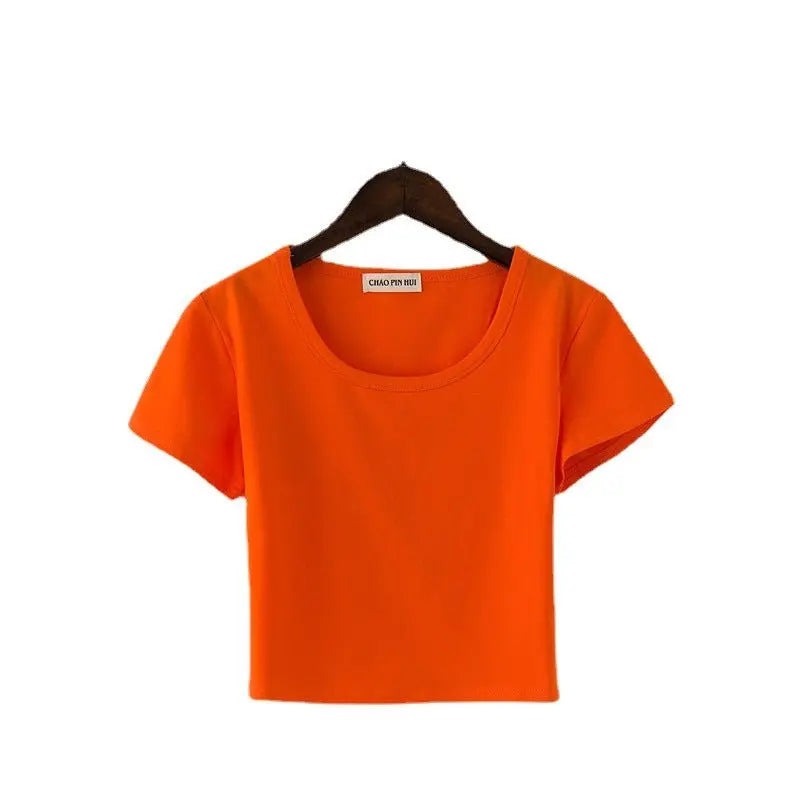 Navel-baring short-sleeved tight-fitting top - Blade & Thread