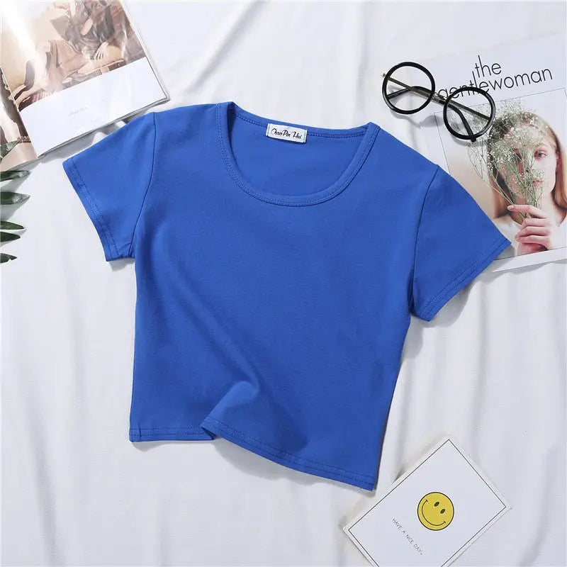 Navel-baring short-sleeved tight-fitting top - Blade & Thread