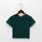 Navel-baring short-sleeved tight-fitting top nowadaysfashion