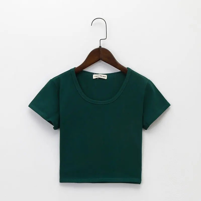 Navel-baring short-sleeved tight-fitting top nowadaysfashion