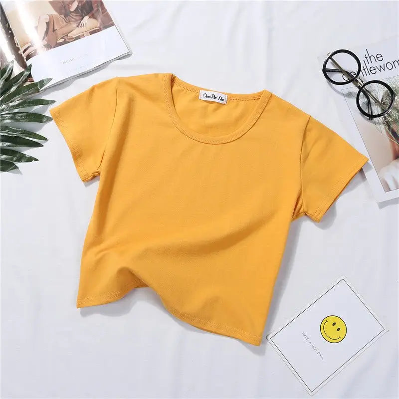 Navel-baring short-sleeved tight-fitting top - Blade & Thread