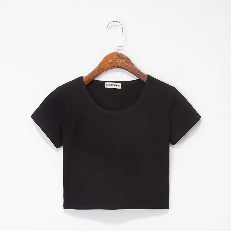 Navel-baring short-sleeved tight-fitting top - Blade & Thread