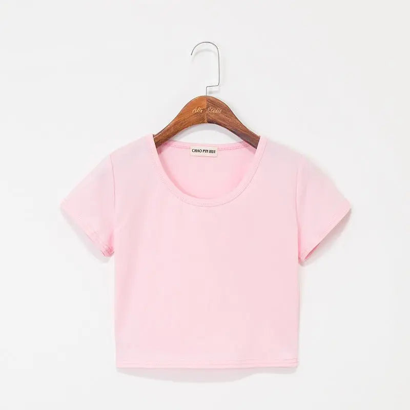 Navel-baring short-sleeved tight-fitting top - Blade & Thread