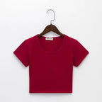 Navel-baring short-sleeved tight-fitting top nowadaysfashion