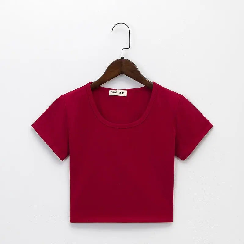 Navel-baring short-sleeved tight-fitting top nowadaysfashion