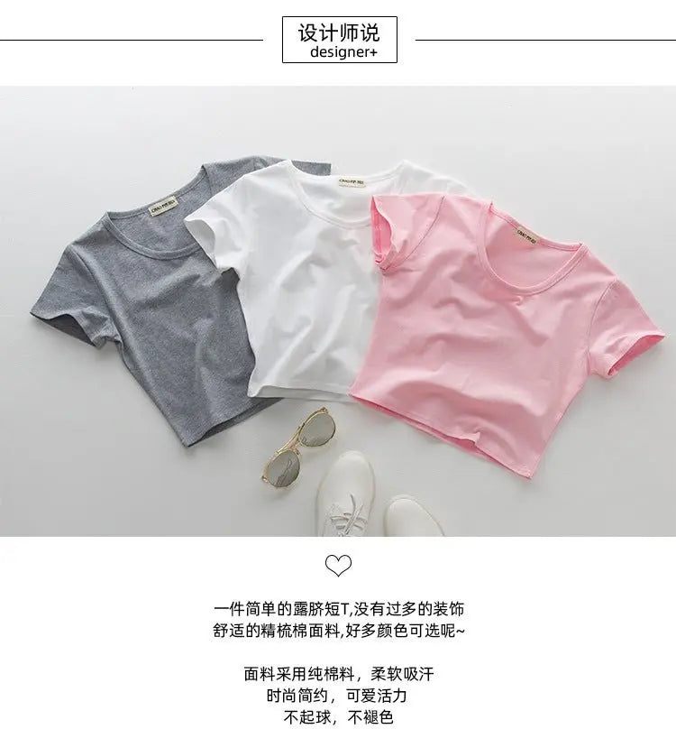 Navel-baring short-sleeved tight-fitting top - Blade & Thread