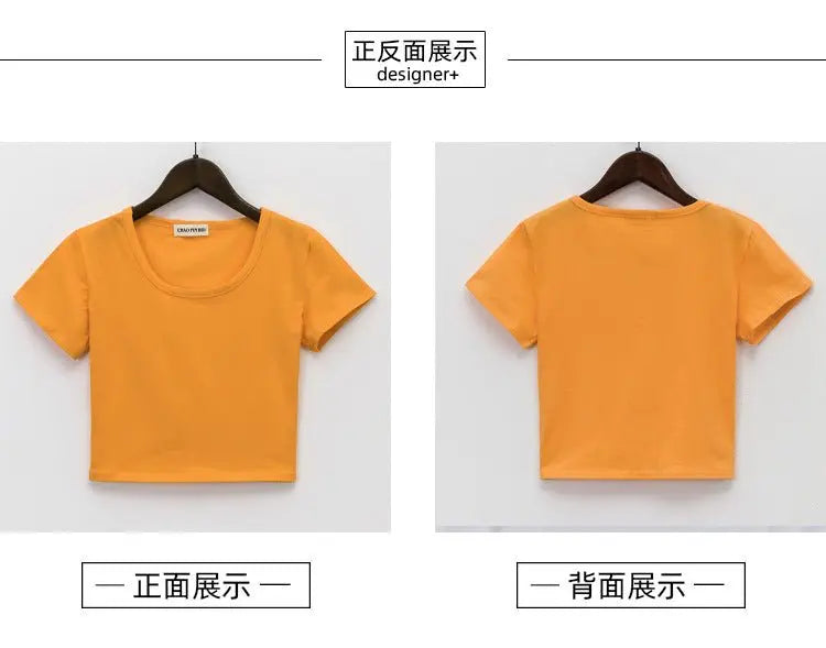 Navel-baring short-sleeved tight-fitting top - Blade & Thread