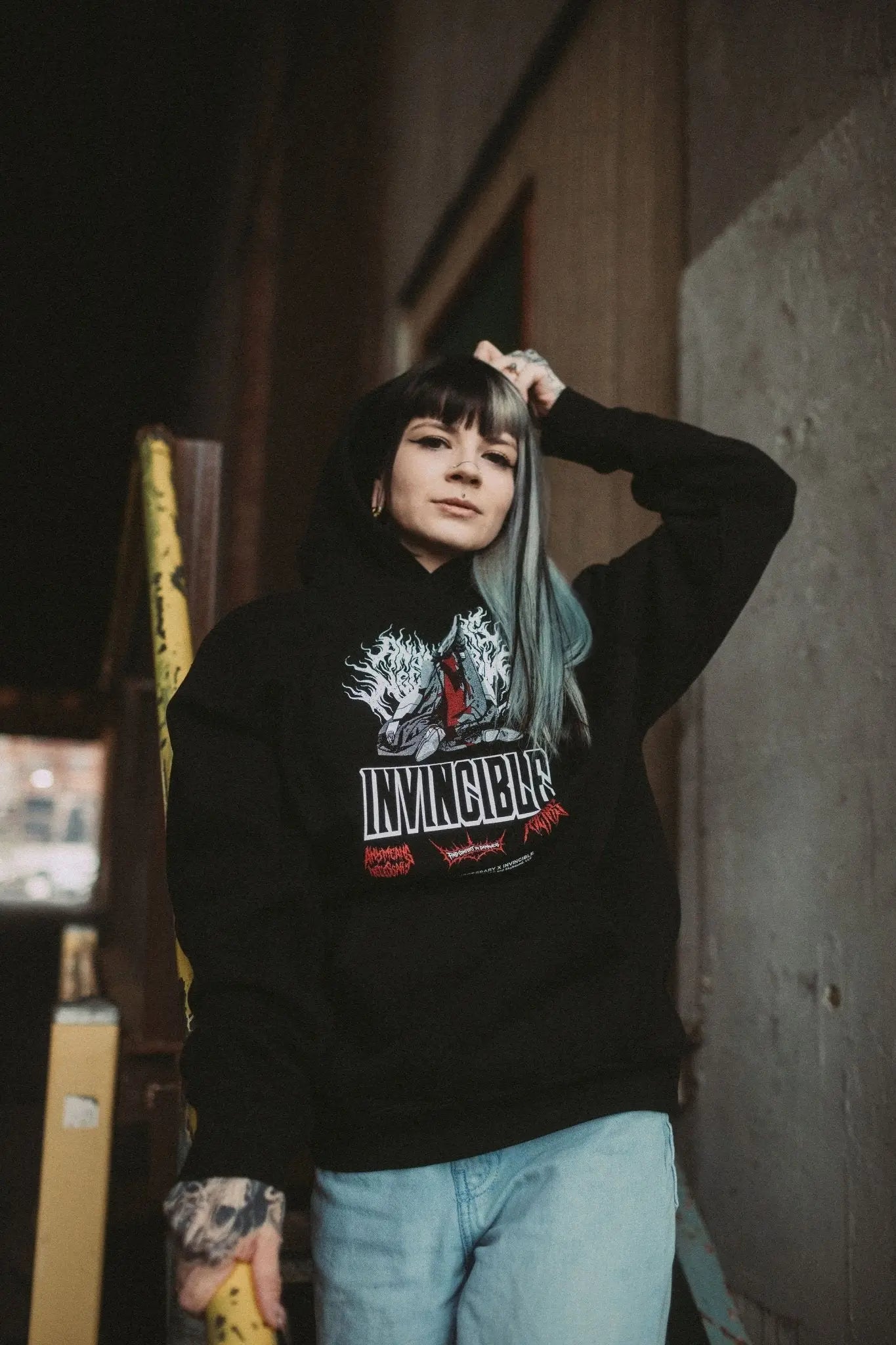 Neck Snap Pullover Hoodie Any Means Necessary Clothing