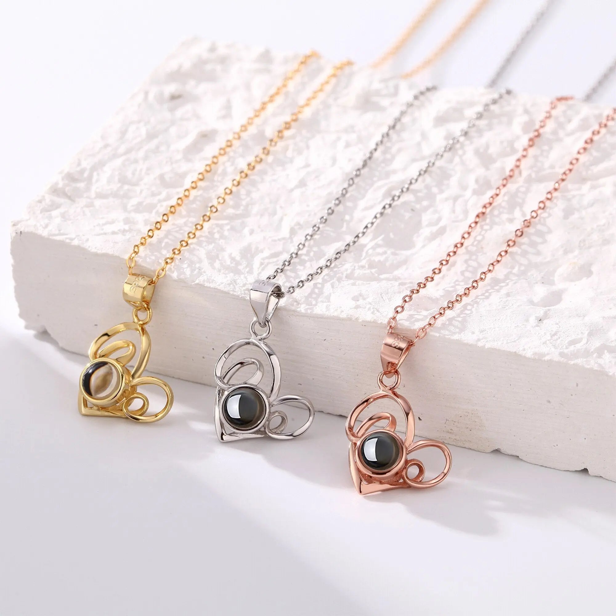Necklace Round Heart Pendant Romantic Memory Projection Necklaces nowadaysfashion