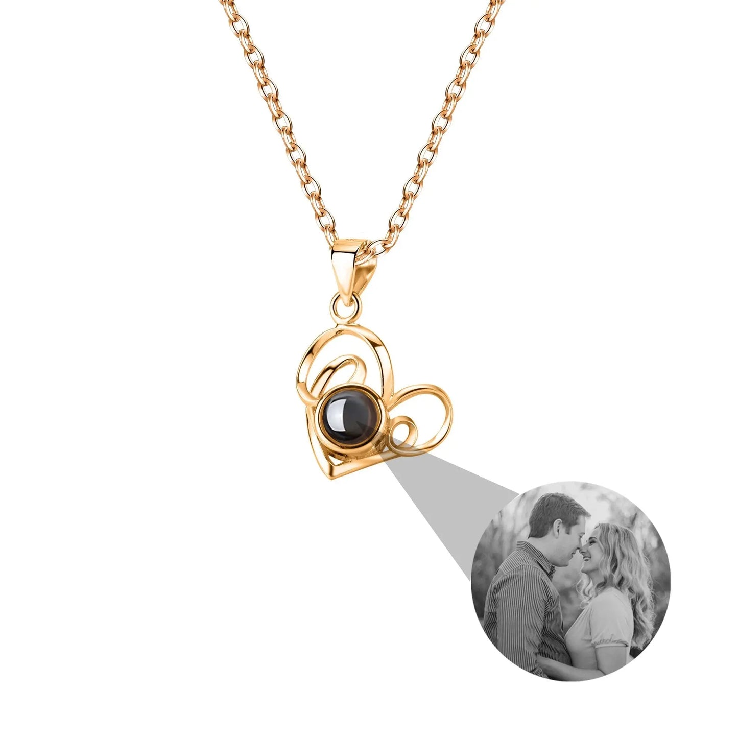 Necklace Round Heart Pendant Romantic Memory Projection Necklaces - Blade & Thread