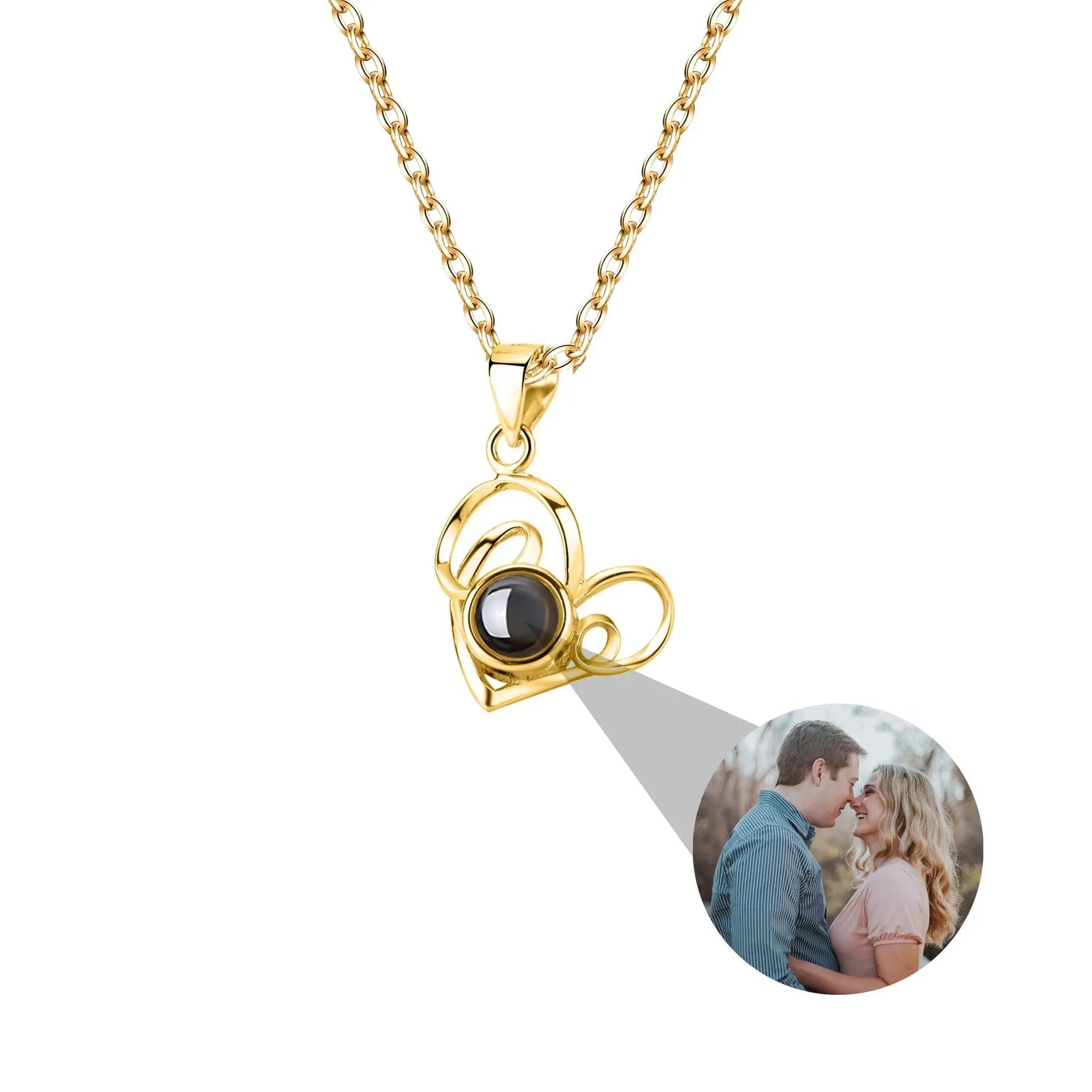 Necklace Round Heart Pendant Romantic Memory Projection Necklaces - Blade & Thread