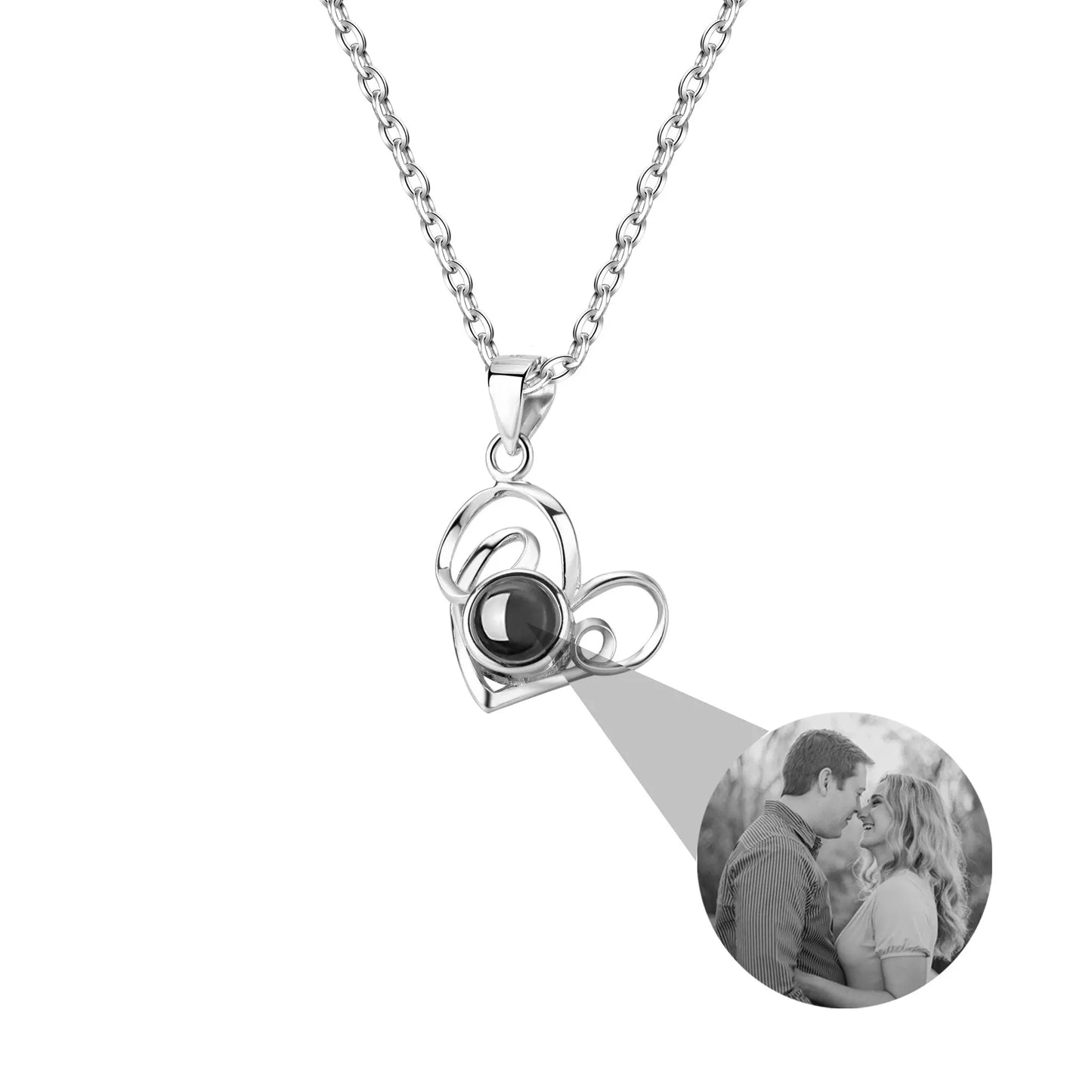 Necklace Round Heart Pendant Romantic Memory Projection Necklaces - Blade & Thread