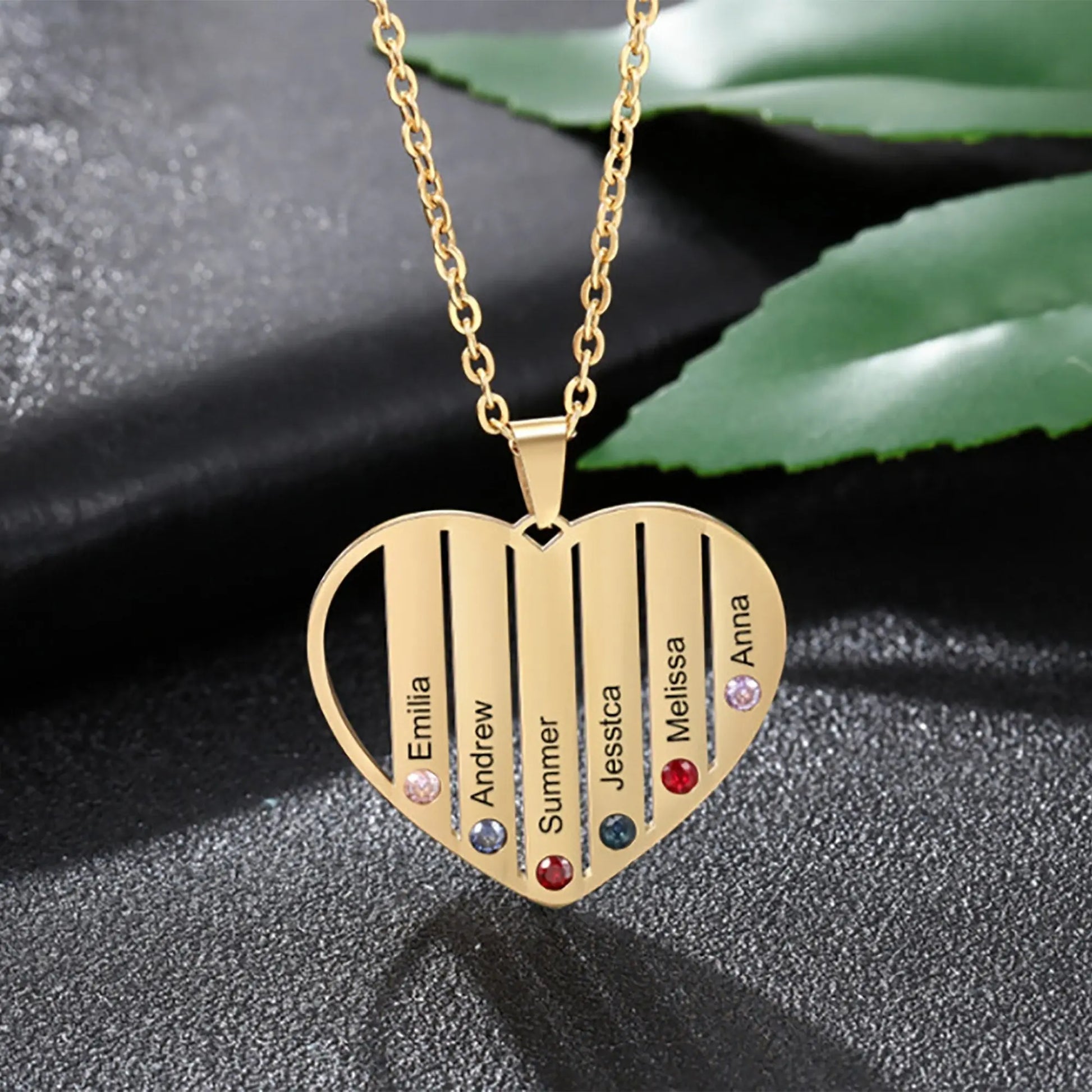 Necklace that can customize birthstone and name For Women ManCouple Gift - Blade & Thread
