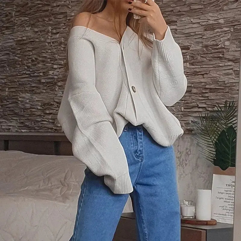 New 2021 Winter Spring Women's Sweaters V-Neck Buttons Cardigans nowadaysfashion