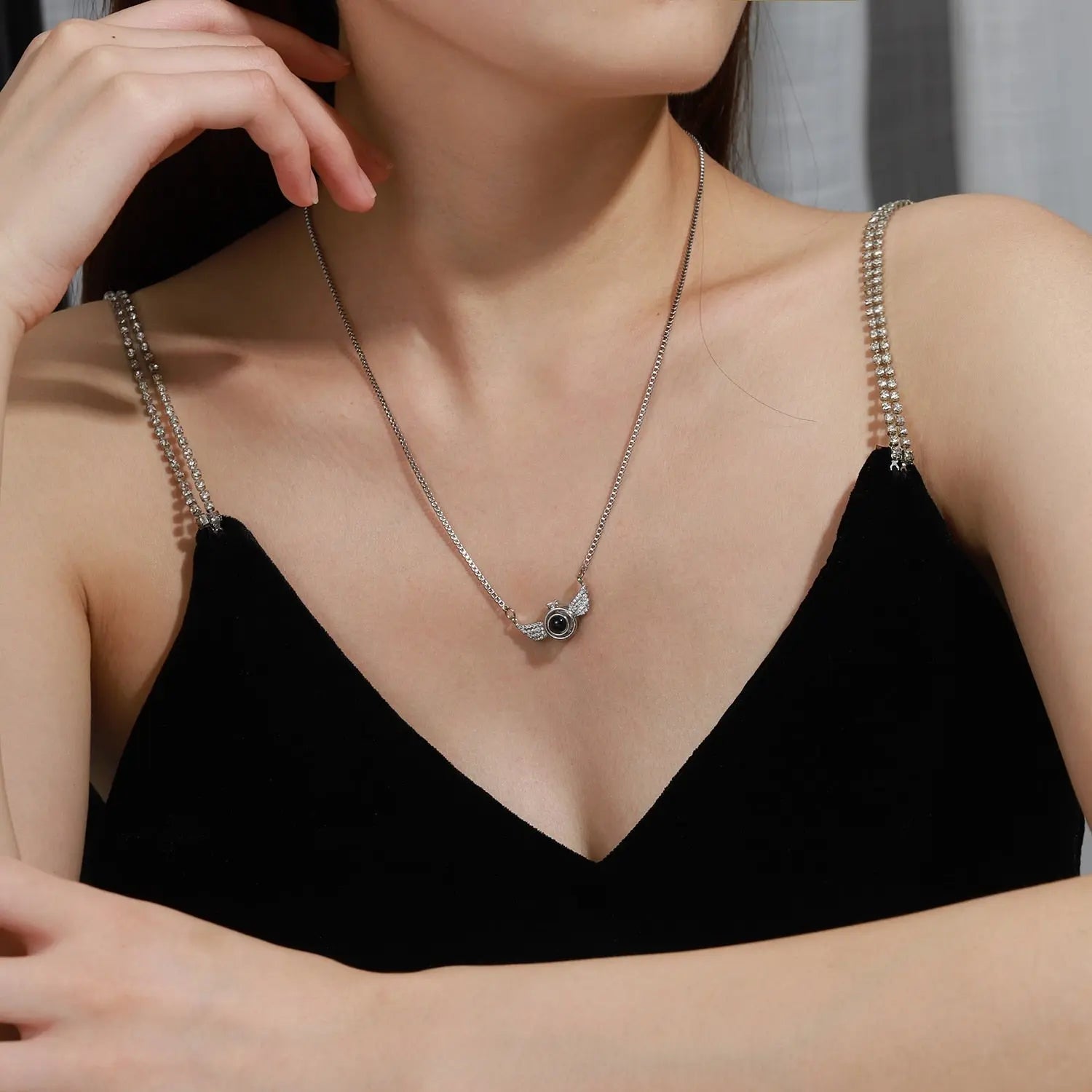 New Personalized Angel Wing Pendant Custom Photo Projection Necklace - Blade & Thread