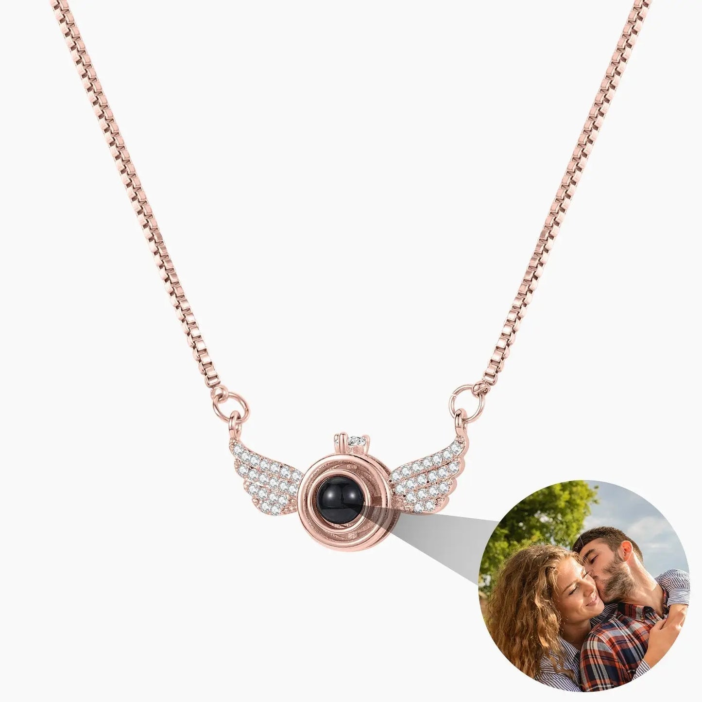New Personalized Angel Wing Pendant Custom Photo Projection Necklace - Blade & Thread