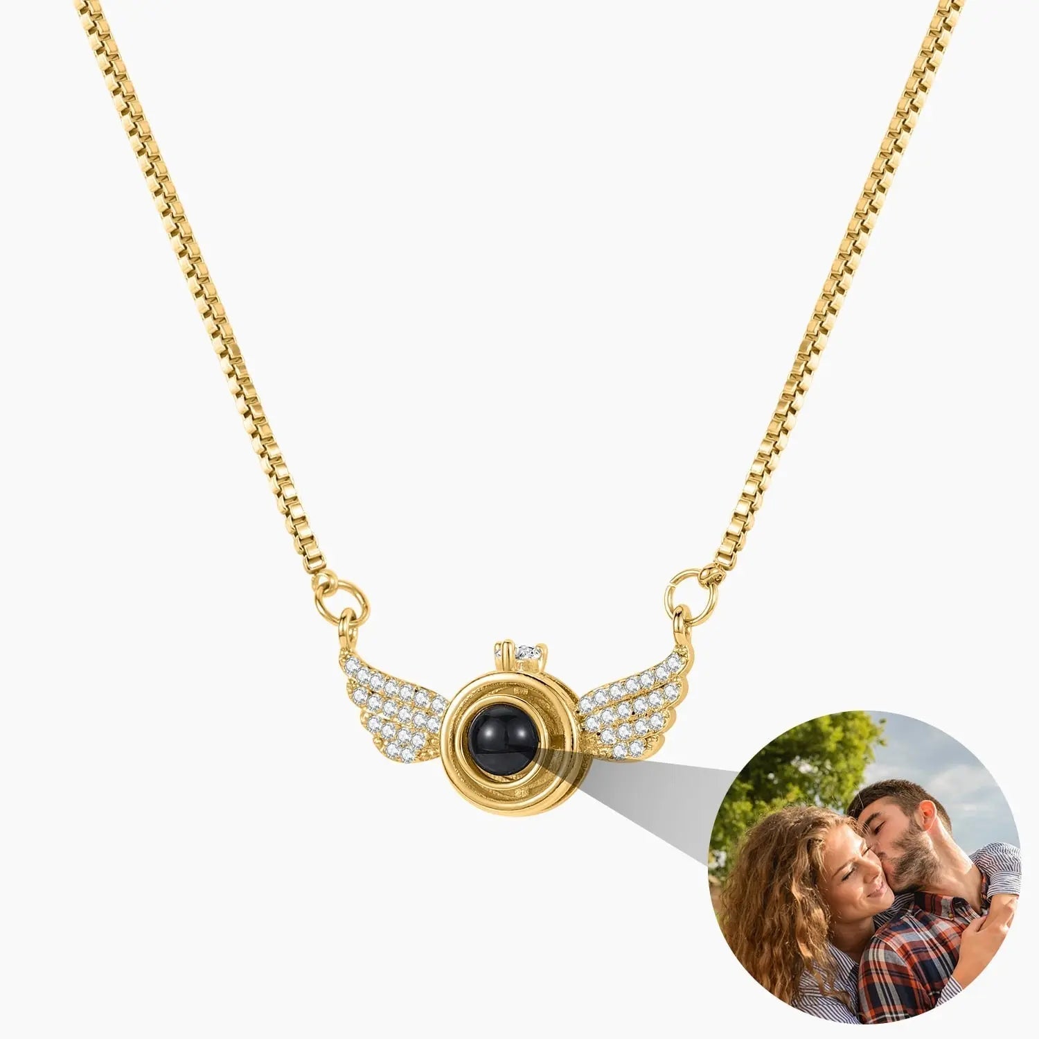New Personalized Angel Wing Pendant Custom Photo Projection Necklace - Blade & Thread