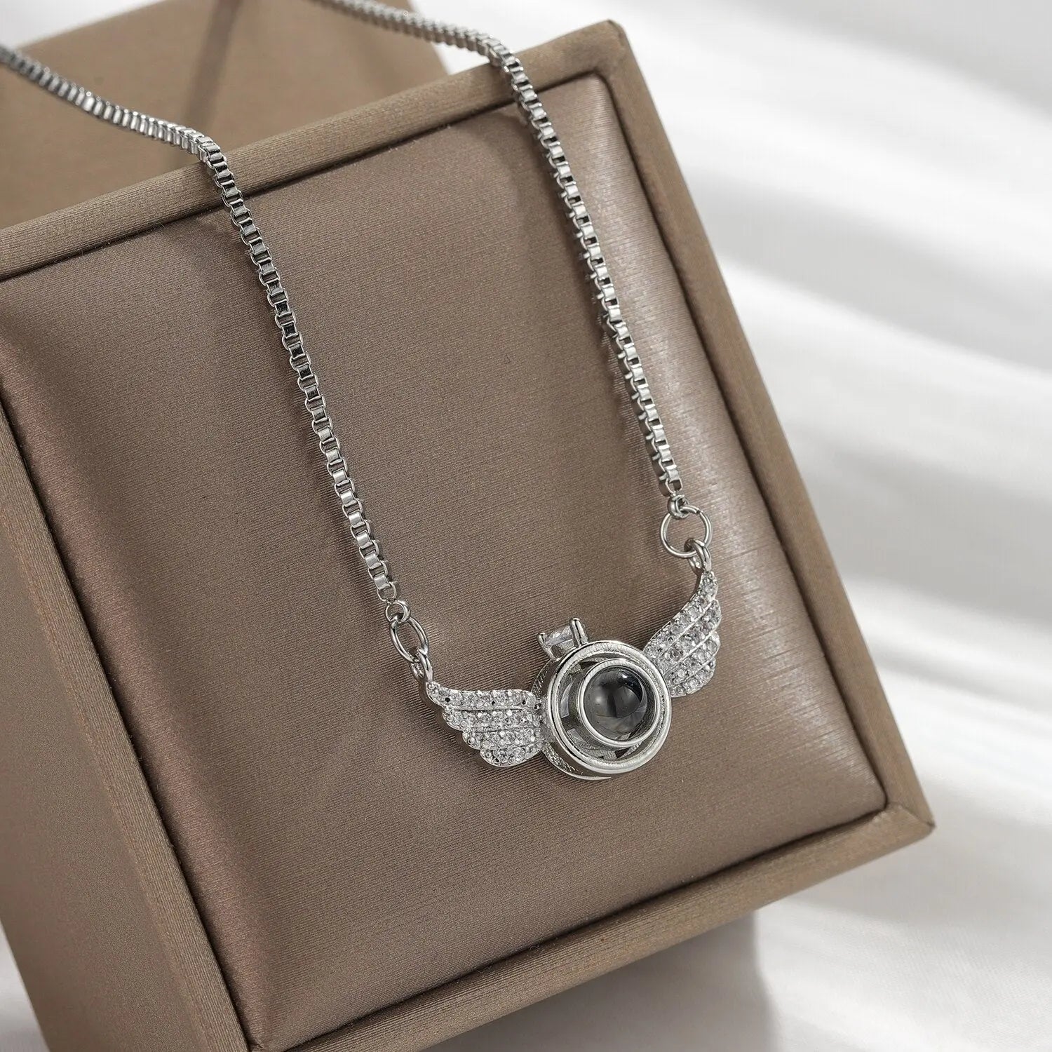 New Personalized Angel Wing Pendant Custom Photo Projection Necklace - Blade & Thread