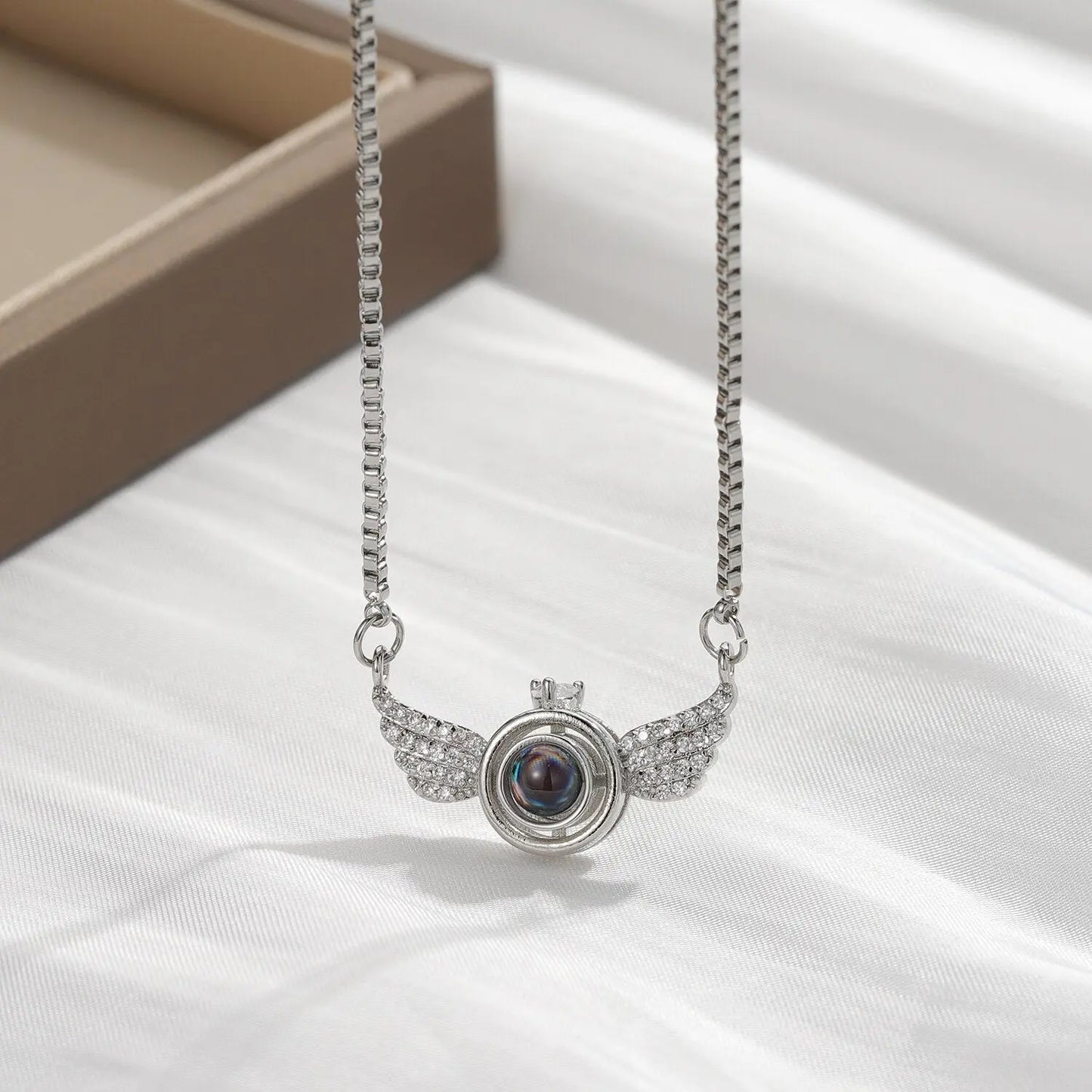 New Personalized Angel Wing Pendant Custom Photo Projection Necklace - Blade & Thread