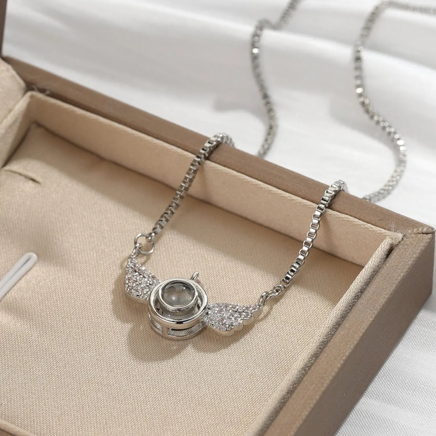 New Personalized Angel Wing Pendant Custom Photo Projection Necklace - Blade & Thread