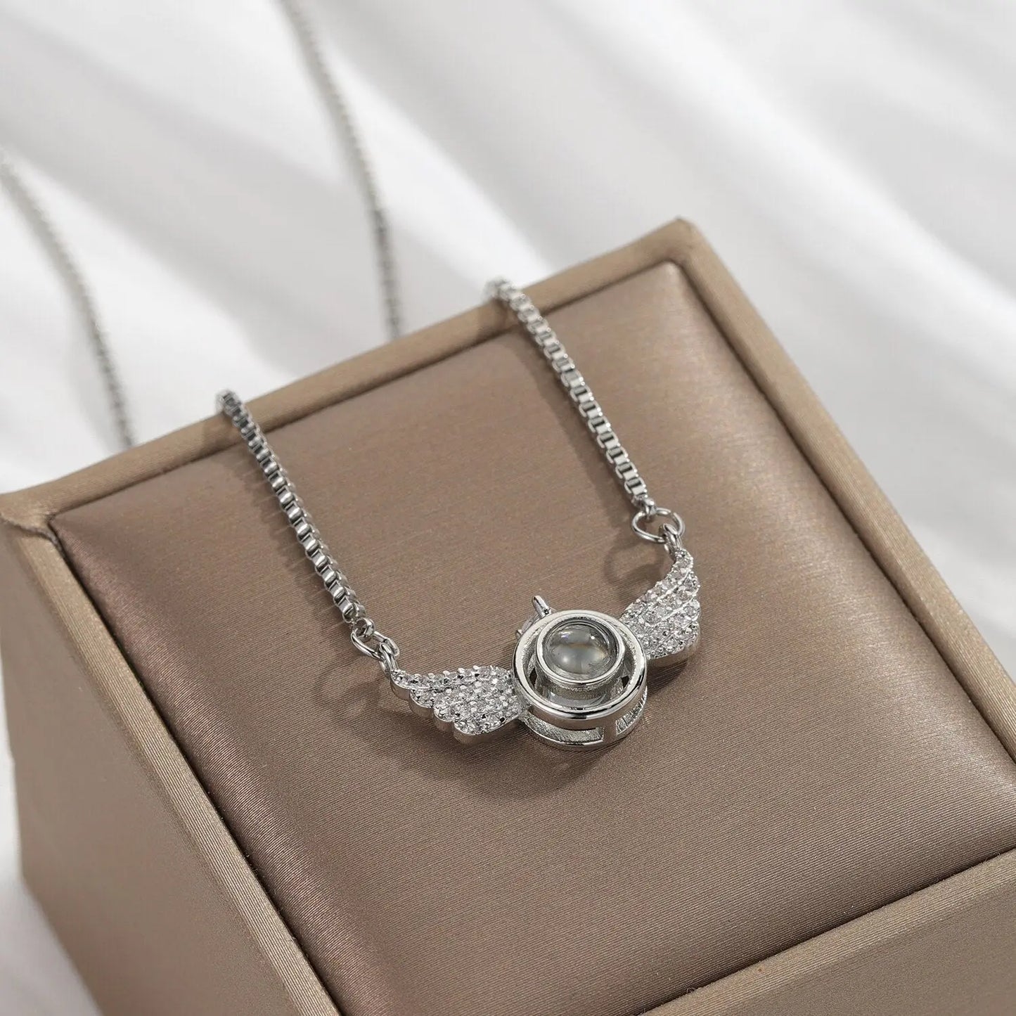 New Personalized Angel Wing Pendant Custom Photo Projection Necklace - Blade & Thread