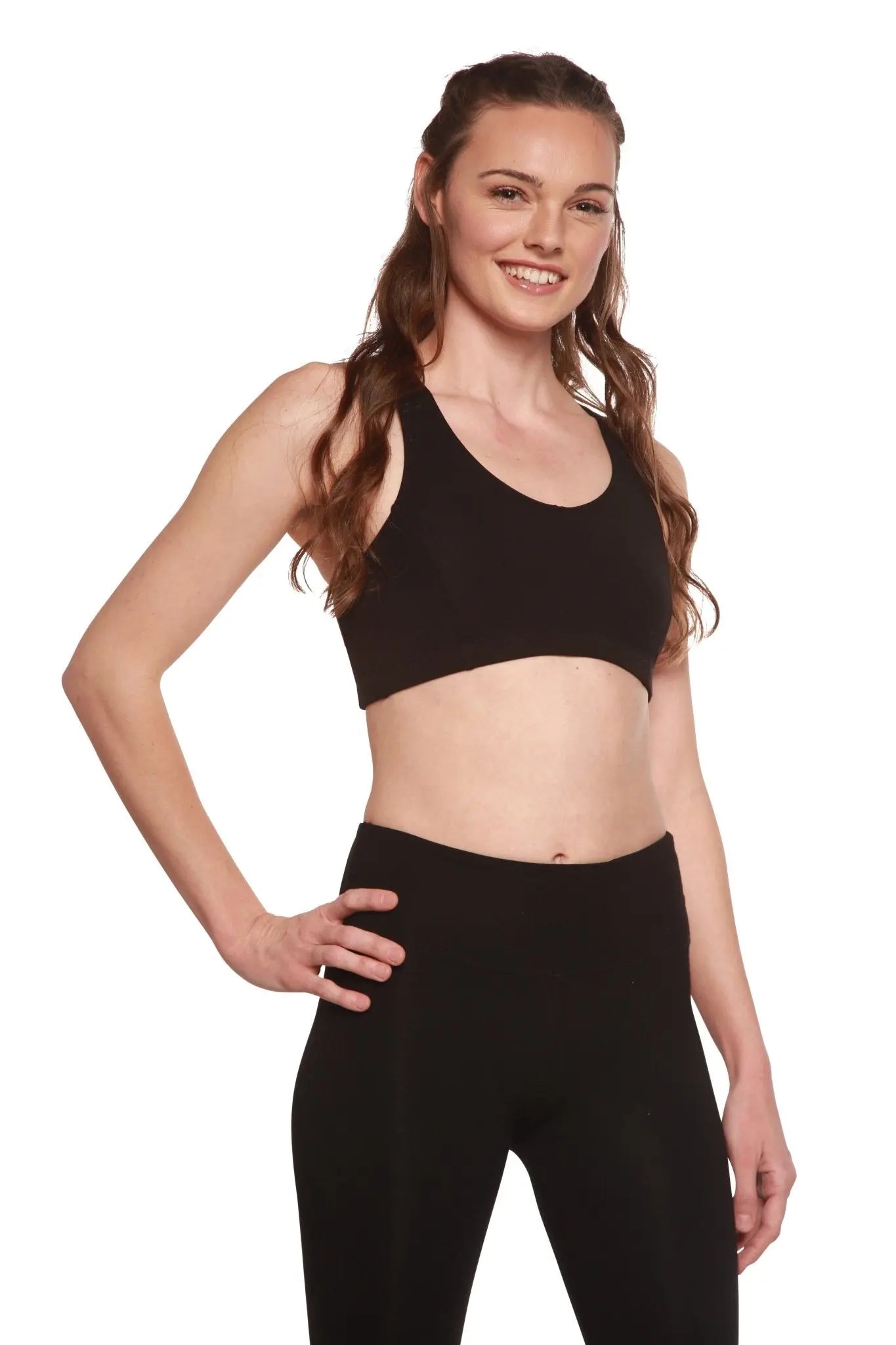 New Women's Bamboo Padded Sports Bra in Black - Blade & Thread