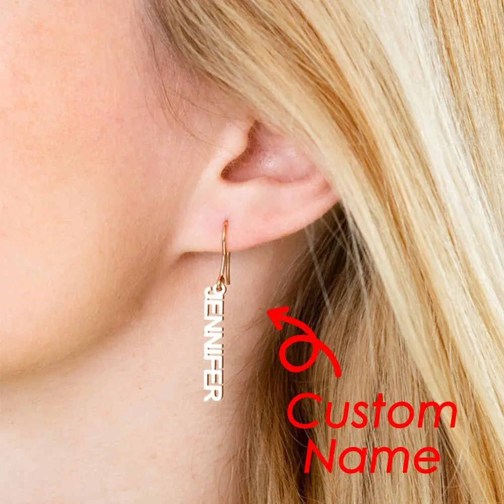 nowadaysfashion Customized Name Pendant Earrings for women Gold Personalized Letter - Blade & Thread