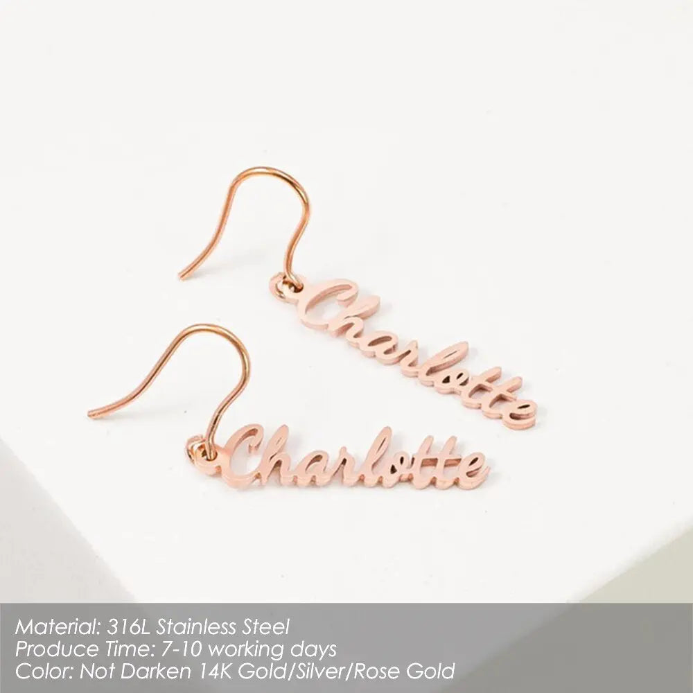 nowadaysfashion Customized Name Pendant Earrings for women Gold Personalized Letter - Blade & Thread