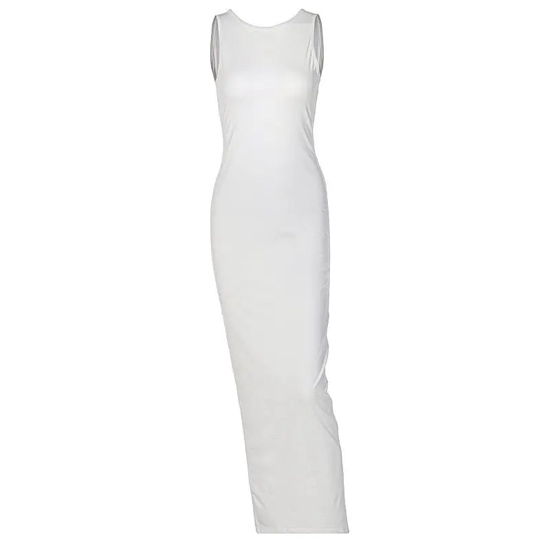 O-neck Backless Evening Dresses Women Hollow Out Sleeveless Split Bodycon Party Dress - Blade & Thread