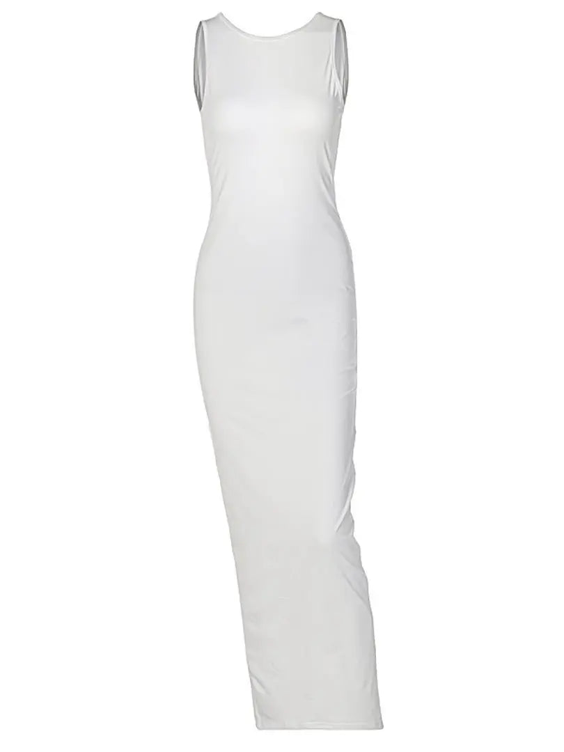 O-neck Backless Evening Dresses Women Hollow Out Sleeveless Split Bodycon Party Dress - Blade & Thread