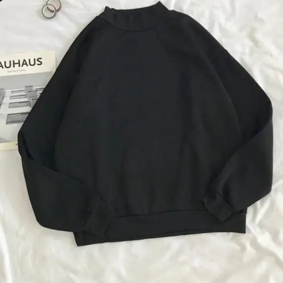 O-neck Hoodies Women Winter Autumn Pullover Sweatshirt Female Pure Color Loose Tracksuit - Blade & Thread