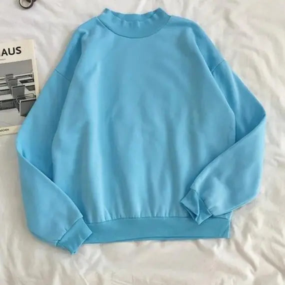 O-neck Hoodies Women Winter Autumn Pullover Sweatshirt Female Pure Color Loose Tracksuit - Blade & Thread