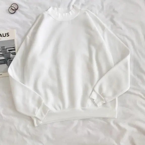 O-neck Hoodies Women Winter Autumn Pullover Sweatshirt Female Pure Color Loose Tracksuit - Blade & Thread
