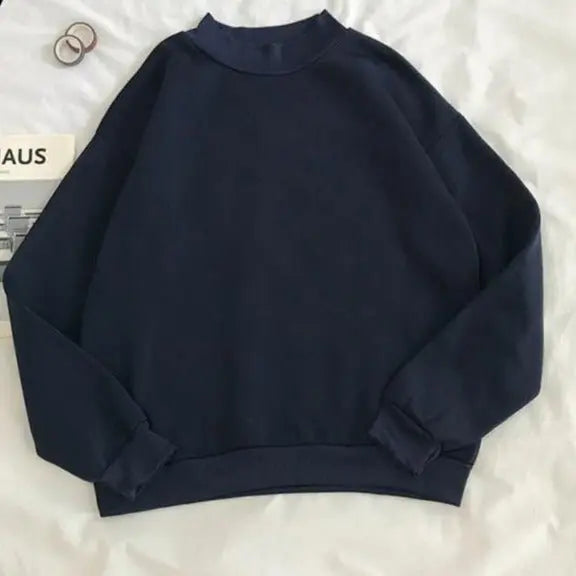 O-neck Hoodies Women Winter Autumn Pullover Sweatshirt Female Pure Color Loose Tracksuit - Blade & Thread